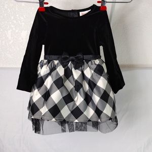 Adorable Infant Girls Dress Velour with Diaper Cover 12m Black and Cream